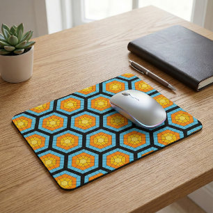 Colourful Modern Geometric Honeycomb Pattern Mouse Mat