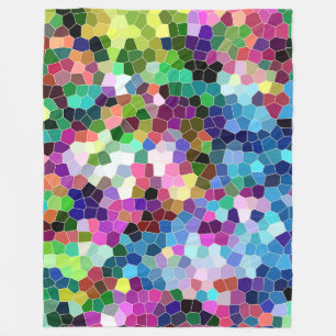 Colourful Modern Geometric Mosaic Tiles Fleece Blanket