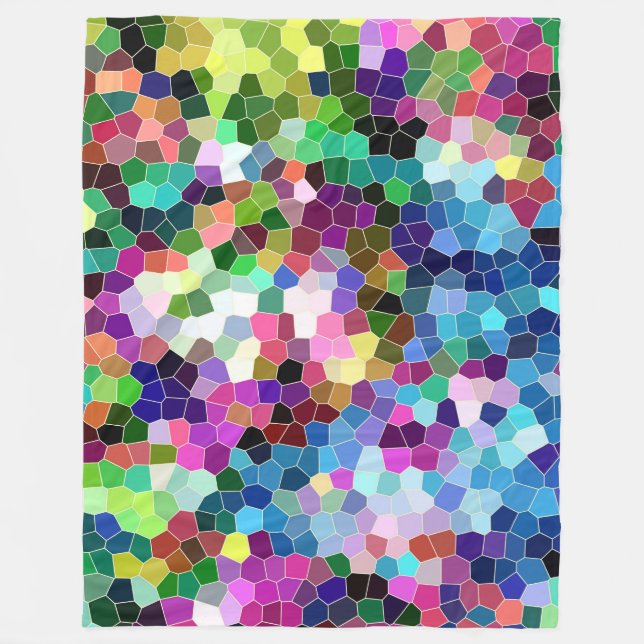 Colourful Modern Geometric Mosaic Tiles Fleece Blanket (Front)