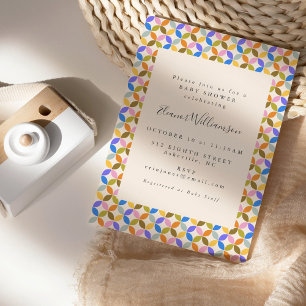 Colourful Modern Geometric Pattern Cute Baby Showe Invitation