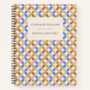 Colourful Modern Geometric Pattern Personalised  Notebook