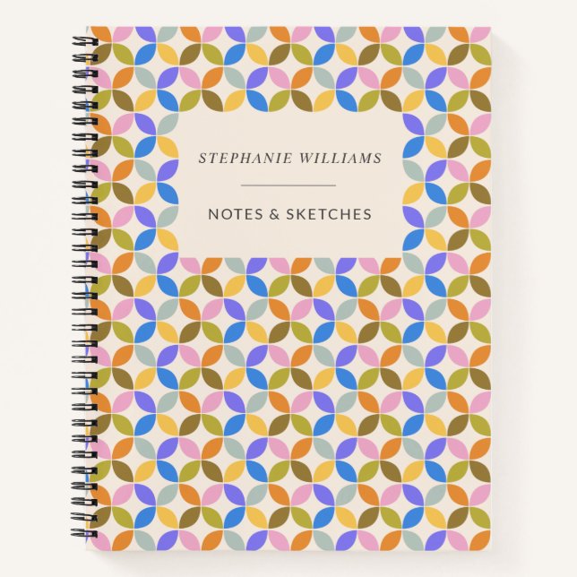 Colourful Modern Geometric Pattern Personalised  Notebook (Front)