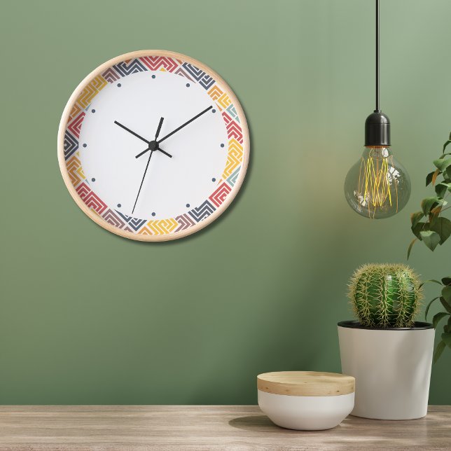 Colourful Modern Geometric Pattern Square Clock (Creator Uploaded)