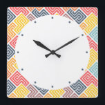 Colourful Modern Geometric Pattern Square Wall Clock<br><div class="desc">Colourful Modern Geometric Pattern Wall Clock features a colourful modern geometric pattern. Designed by Evco Studio www.zazzle.com/store/evcostudio</div>