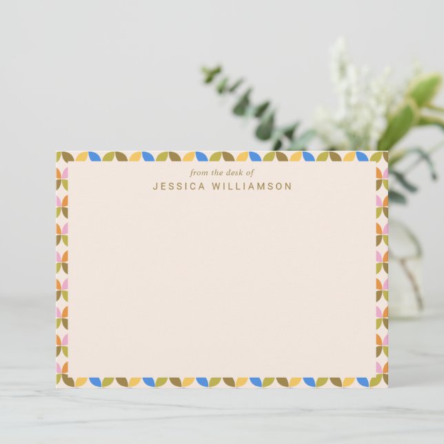 Colourful Modern Geometric Personalised Desk Of Card (Standing Front)