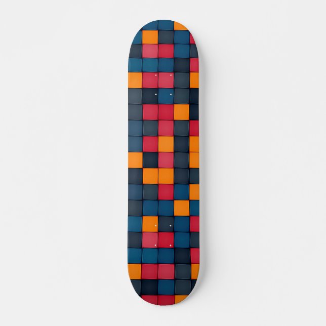 Colourful Modern Geometric Tile Texture Pattern Skateboard (Front)