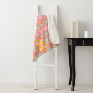 Colourful Modern Geometric Triangles Aztec Pattern Sherpa Blanket