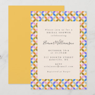 Colourful Modern Geometric Yellow Bridal Shower Invitation