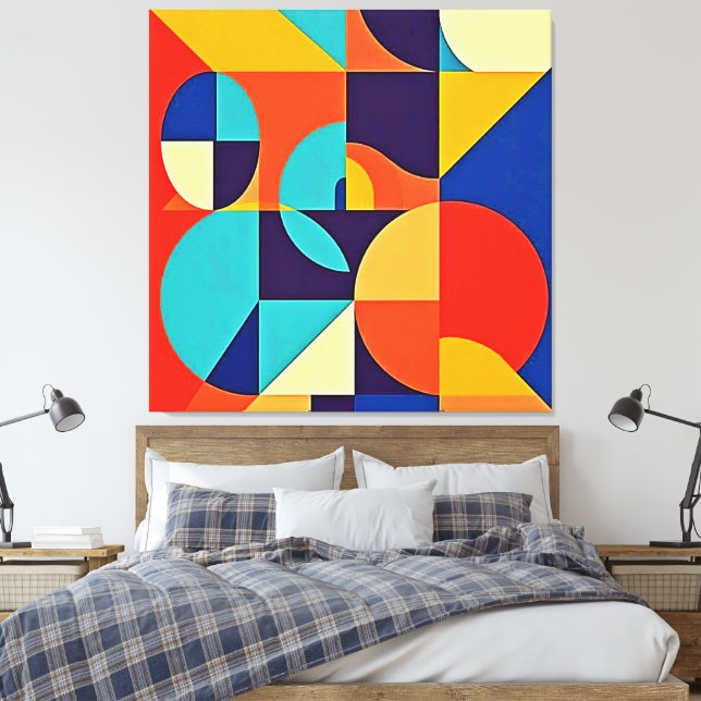 Colourful Modern Geometry Canvas Print (Insitu(Bedroom))