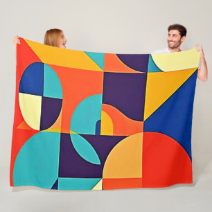 Colourful Modern Geometry Fleece Blanket
