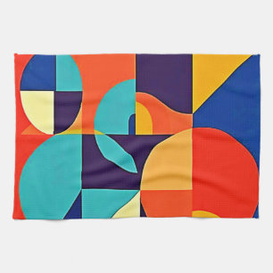 Colourful Modern Geometry Tea Towel