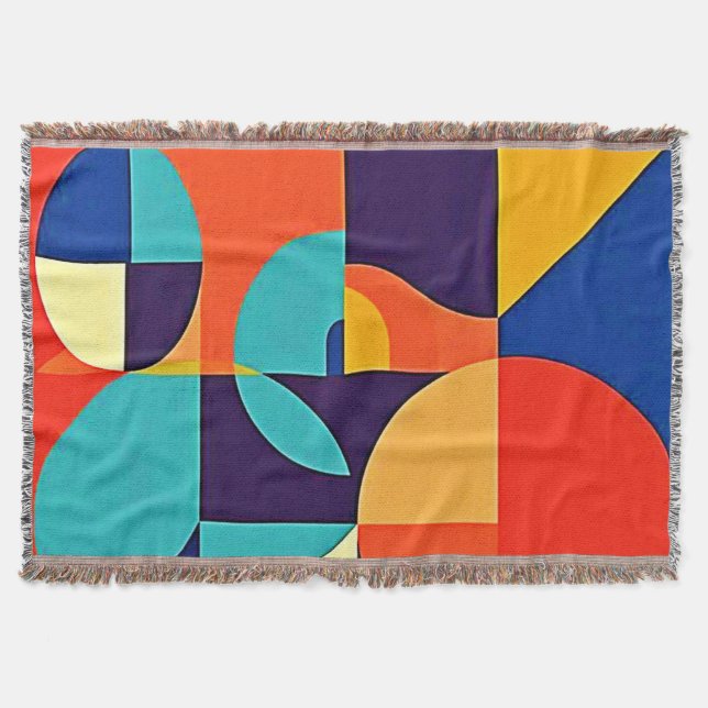Colourful Modern Geometry Throw Blanket (Front)