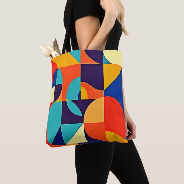 Colourful Modern Geometry Tote Bag (Close Up)