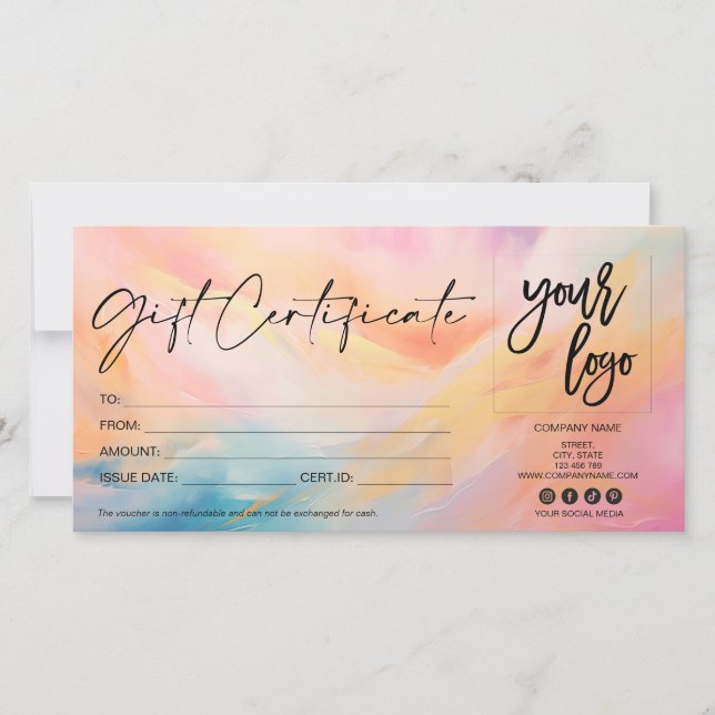 colourful modern gift card certificate add logo (Front)