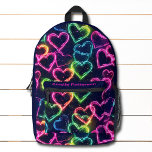 Colourful Modern Girly Neon Love Heart Personalise Printed Backpack<br><div class="desc">Colourful Modern Girly Neon Love Heart Personalised Name Backpacks features a colourful neon love heart pattern in pink,  green,  blue and yellow. Perfect for back to school,  sports,  gym,  travel and more. Designed by ©2023 Evco Studio www.zazzle.com/store/evcostudio</div>