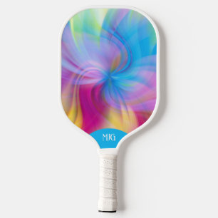 Colourful Modern Glam Pink Blue Swirl Pickleball Paddle