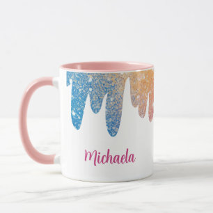 Colourful Modern Glitter Personalised Mug