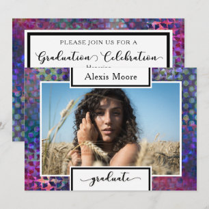 Colourful, Modern Graduation Photo Party Invitatio Invitation
