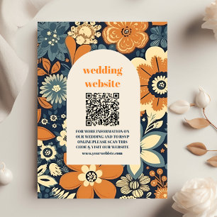 Colourful Modern Groovy Retro 70s Floral Wedding Enclosure Card