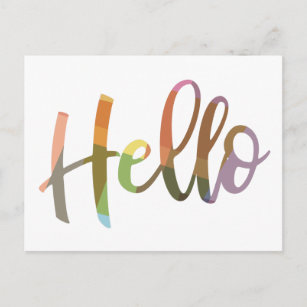 Colourful Modern Hand Lettering Hello  Postcard