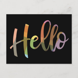 Colourful Modern Handlettering Hello Greeting Postcard