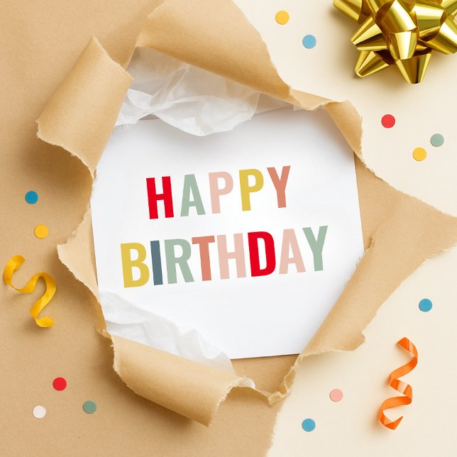Colourful Modern Happy Birthday | Bold Typography Invitation (Creator Uploaded)