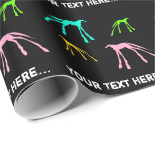 Colourful Modern Horses on Black Wrapping Paper