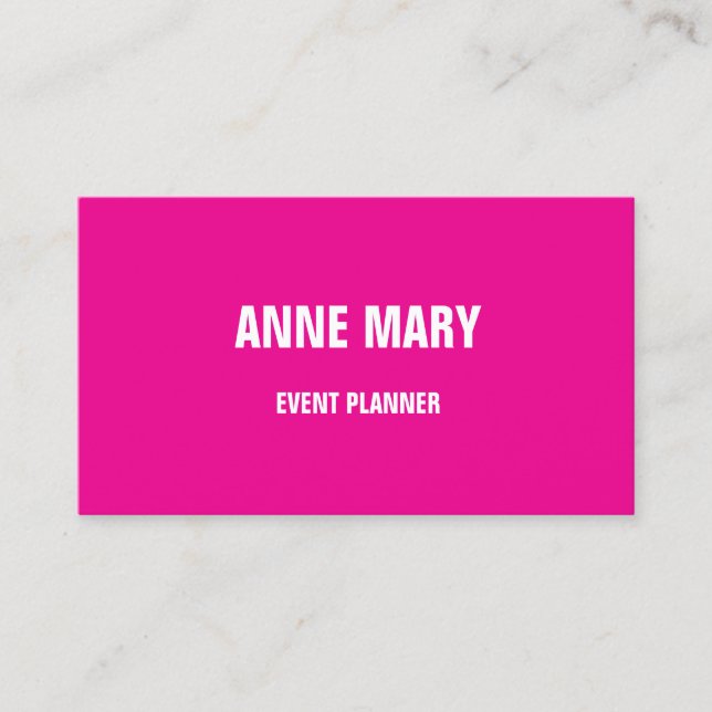 Colourful Modern Hot Pink Girly Bright Cool Trendy Business Card (Front)
