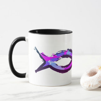 Colourful Modern Itchus Christian Fish Mug