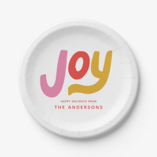 Colourful Modern Joy Holiday Paper Plate