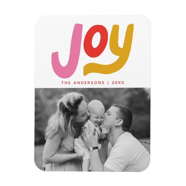 Colourful Modern Joy Holiday Photo Magnet (Vertical)