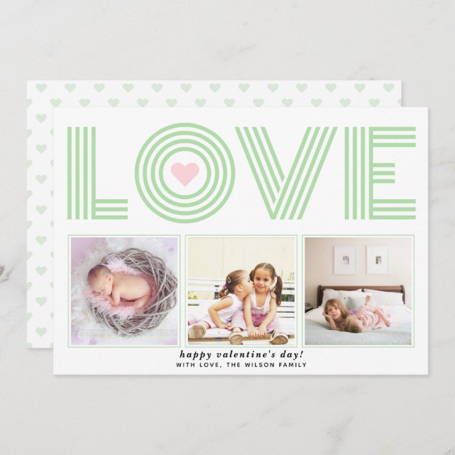 Colourful modern LOVE Valentines Day heart photo H Holiday Card (Front/Back)