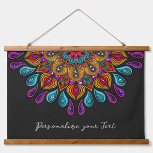 Colourful Modern Mandala Trippy Psychedelic Hippi Hanging Tapestry