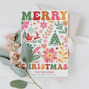 Colourful Modern Merry Christmas Boho Holiday Card