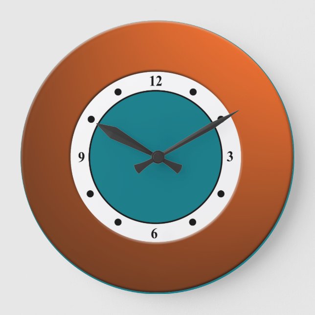 Colourful Modern Metallic Orange Frame on any Large Clock (Front)