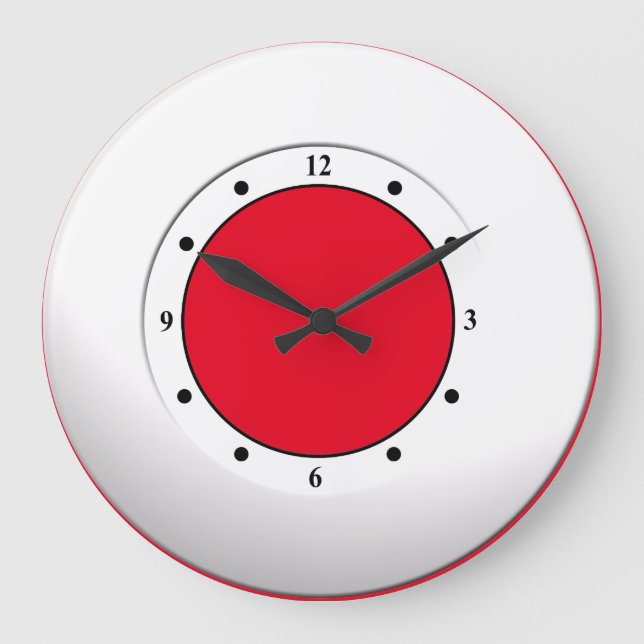 Colourful Modern Metallic White Frame on any Large Clock (Front)