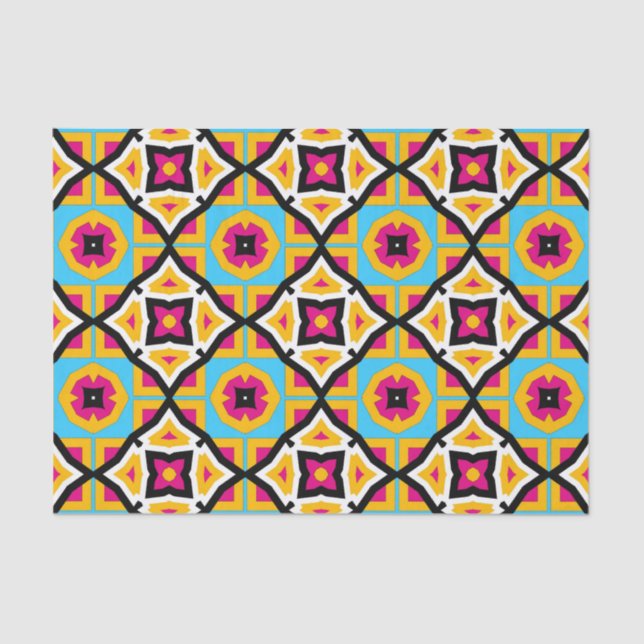 Colourful Modern Moroccan Mosaic Geometric Pattern Tissue Paper (Front)