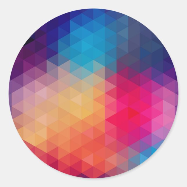 Colourful Modern Mosaic Geometric Pattern Classic Round Sticker (Front)