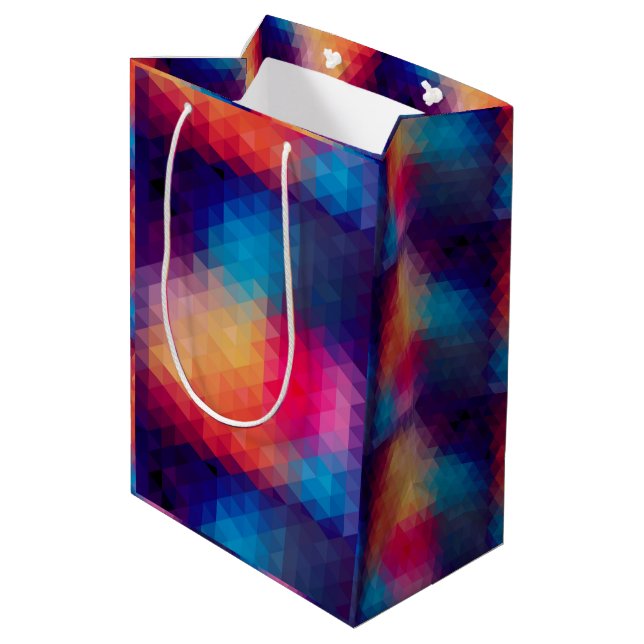 Colourful Modern Mosaic Geometric Pattern Medium Gift Bag (Back Angled)