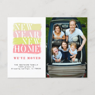Colourful Modern Moving Announcement Postcard