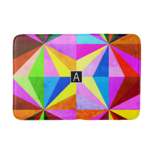Colourful Modern Multi-Coloured Geometric   Bath Mat
