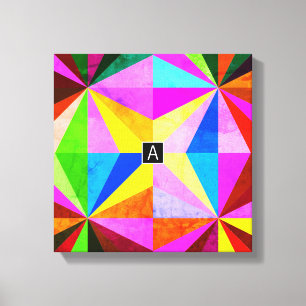 Colourful Modern Multi-Coloured Geometric   Monogr Canvas Print