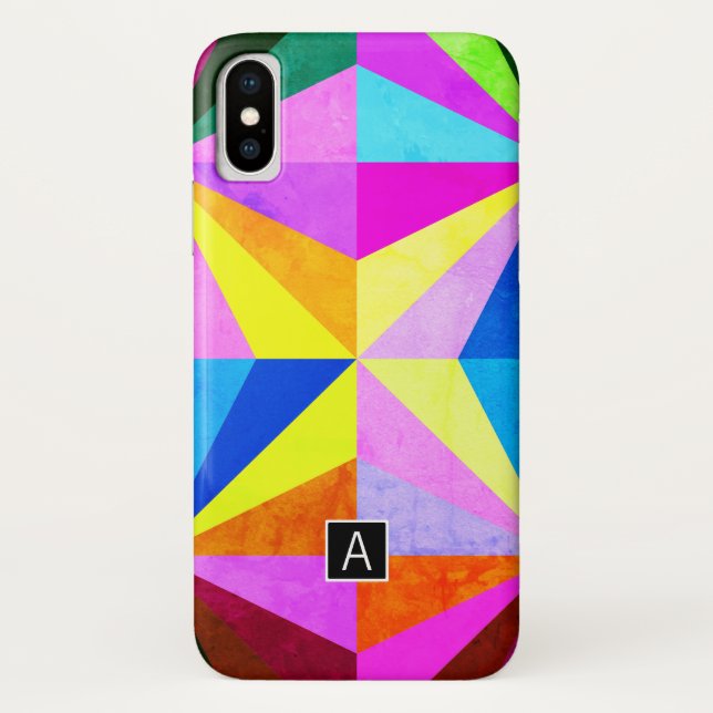 Colourful Modern Multi-Coloured Geometric | Monogr Case-Mate iPhone Case (Back)