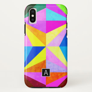 Colourful Modern Multi-Coloured Geometric Monogr iPhone X Case