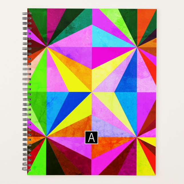 Colourful Modern Multi-Coloured Geometric | Monogr Planner (Front)
