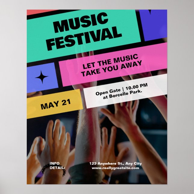 Colourful Modern Music Festival, Musical Party  Poster (Front)