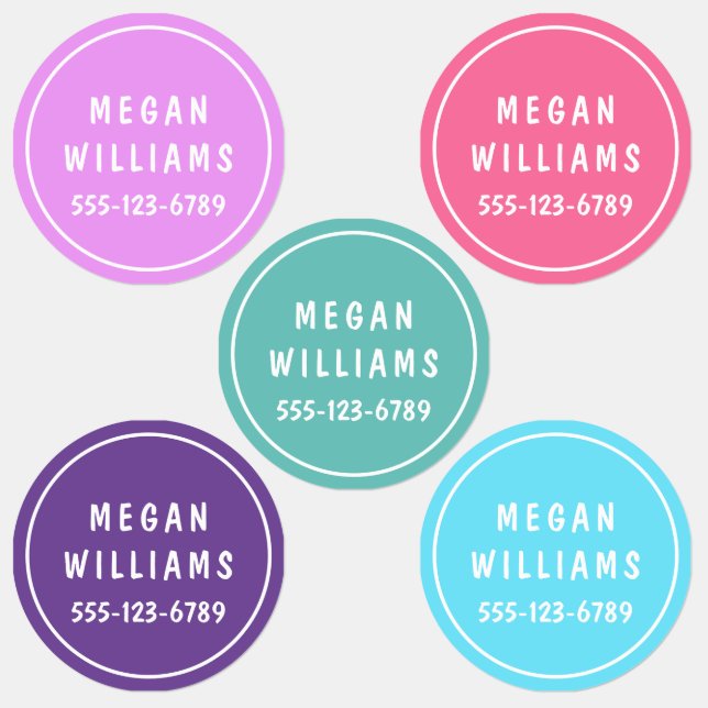 Colourful Modern Name Waterproof Labels (Group)