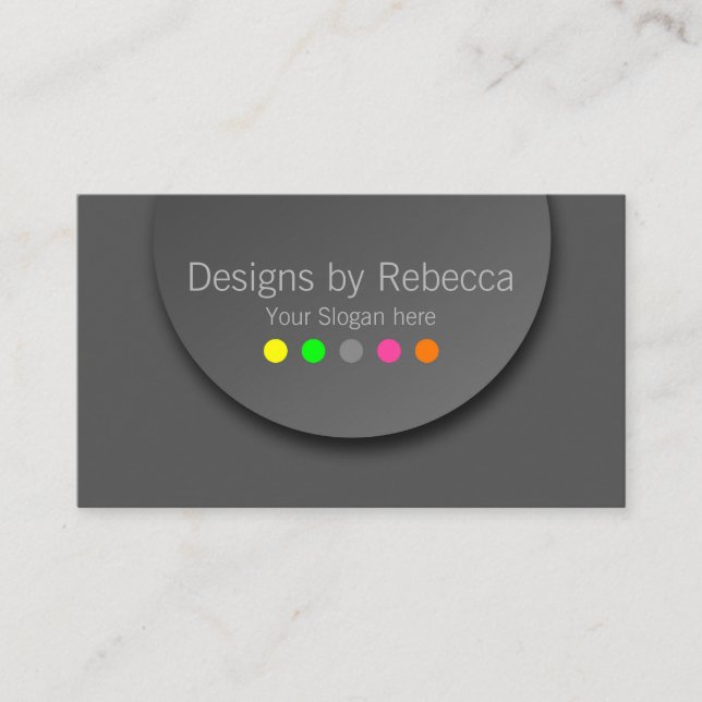 Colourful Modern Neon Polka Dots on Anthracite Business Card (Front)