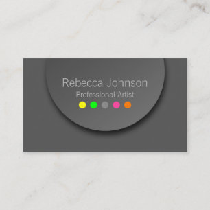 Colourful Modern Neon Polka Dots on Anthracite Business Card