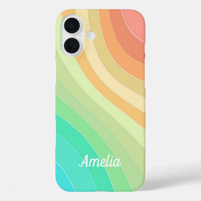 Colourful Modern Pastel Waves Pattern Personalised Case-Mate iPhone Case (Back)